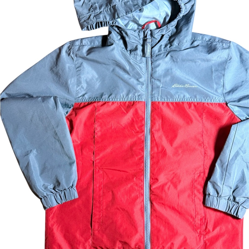 Eddie Bauer Kids Hooded Jacket Windbreaker Red Gray Size S (7/8)
